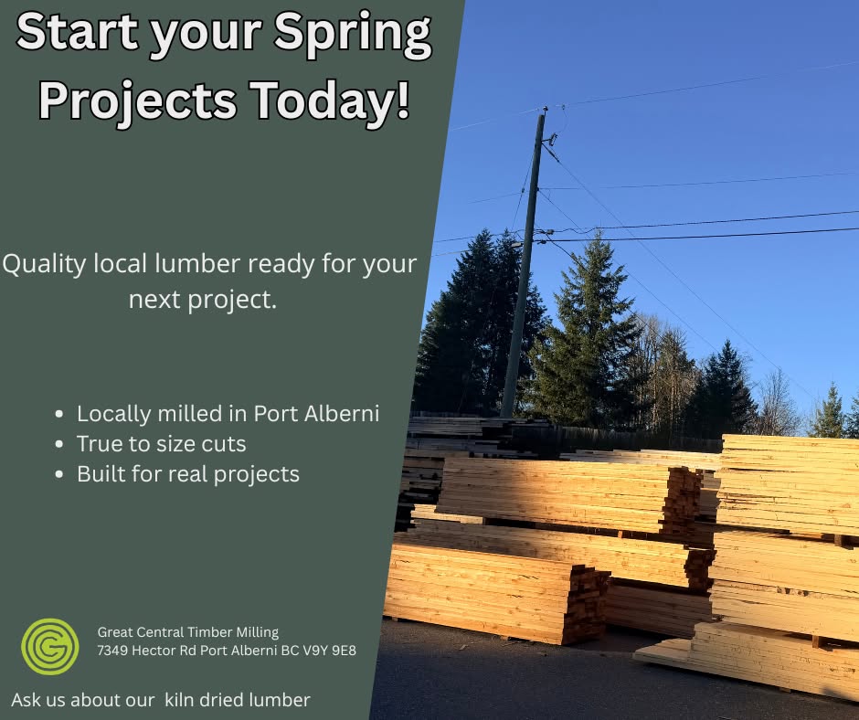 Great Central Timber Milling Facebook ad: Specialty sawmill on Vancouver Island, custom beams…
