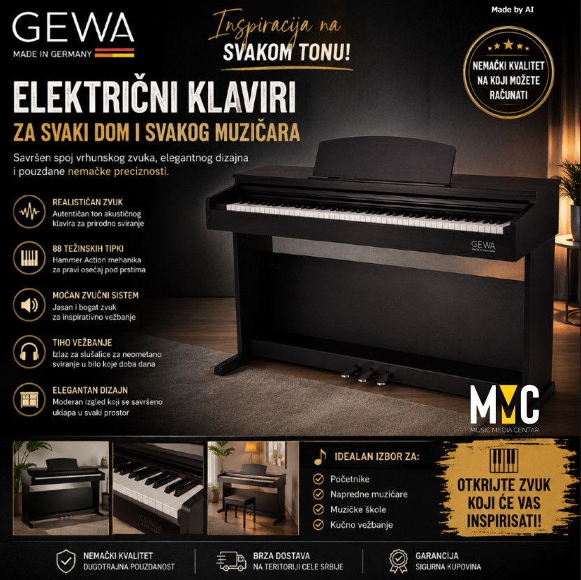 Music Media Centar Facebook ad: Gewa električni klaviri
