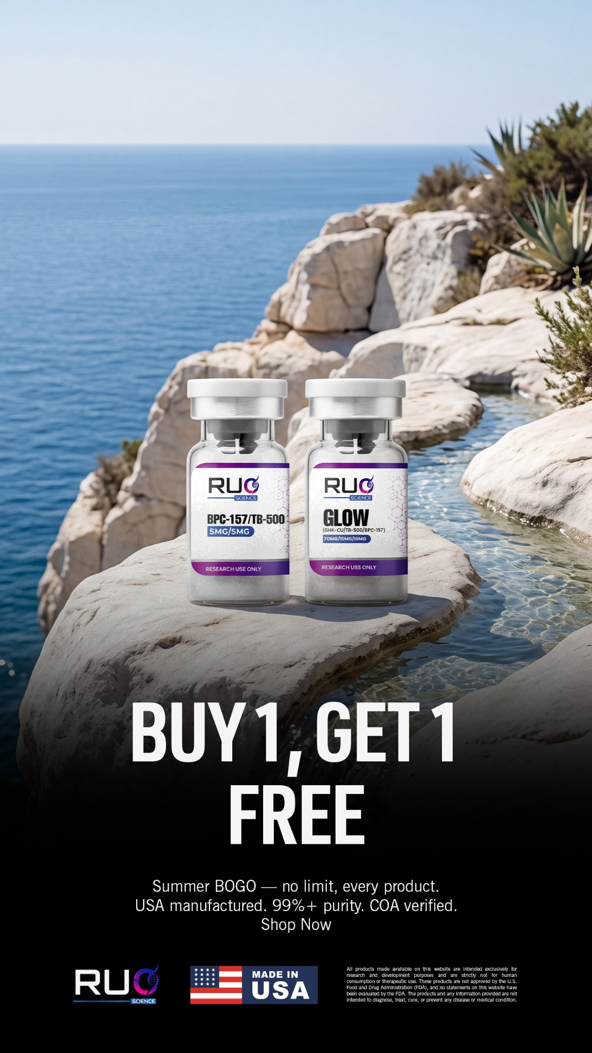 RUO Science Labs Facebook ad: Get Two For The Price Of One.