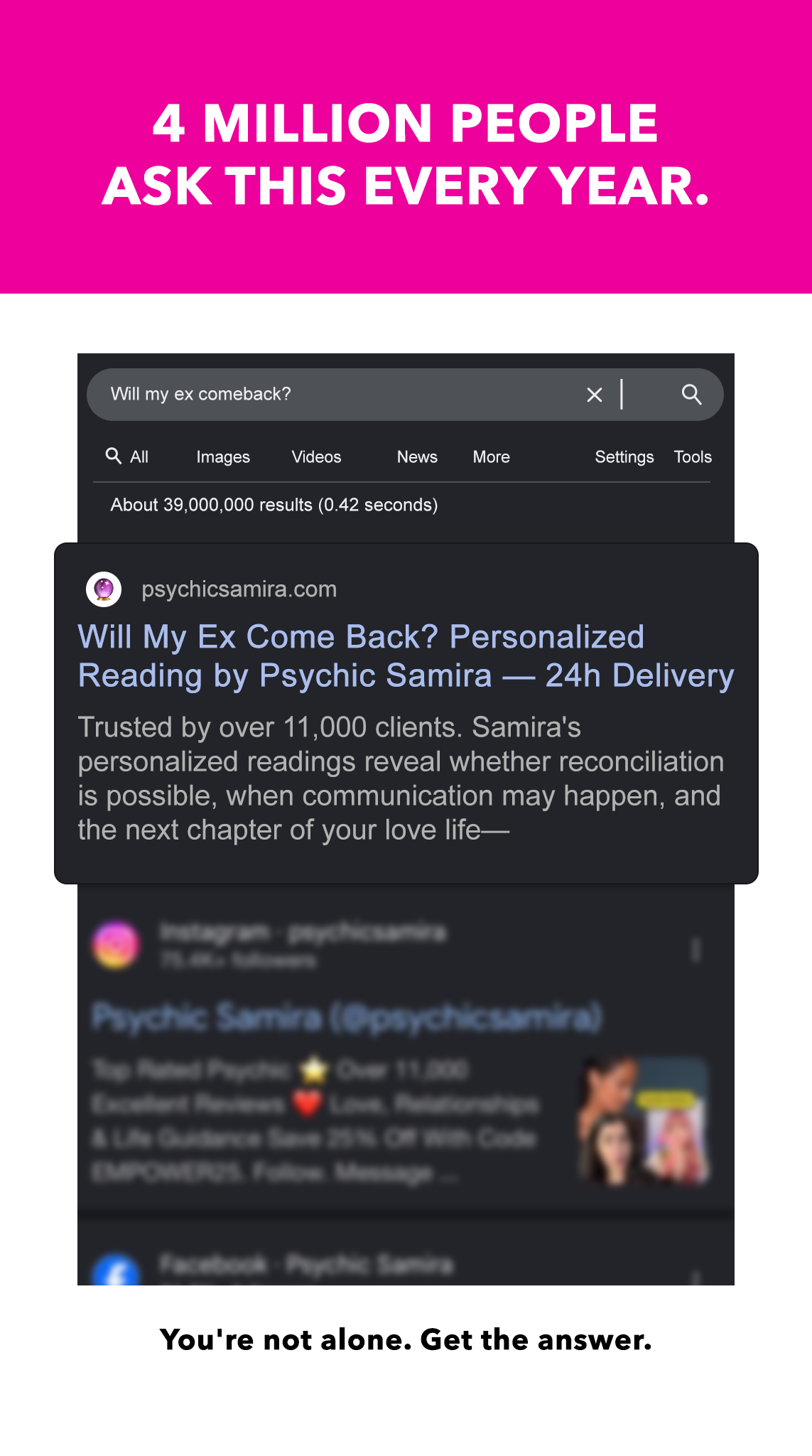 Psychic Samira Facebook ad