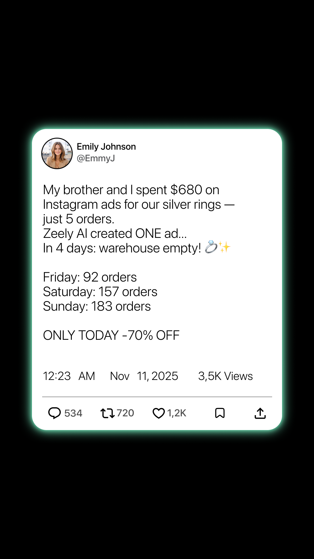 Zeely Facebook ad