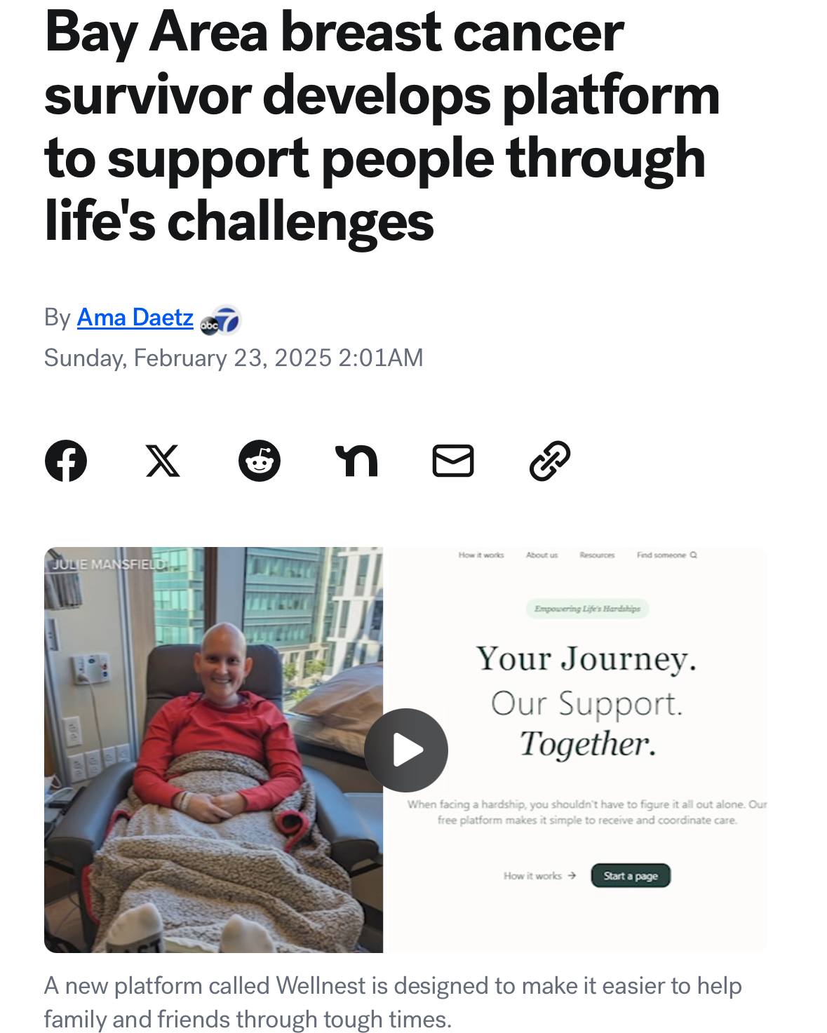 Wellnest Facebook ad: Helping a loved one just got easier.