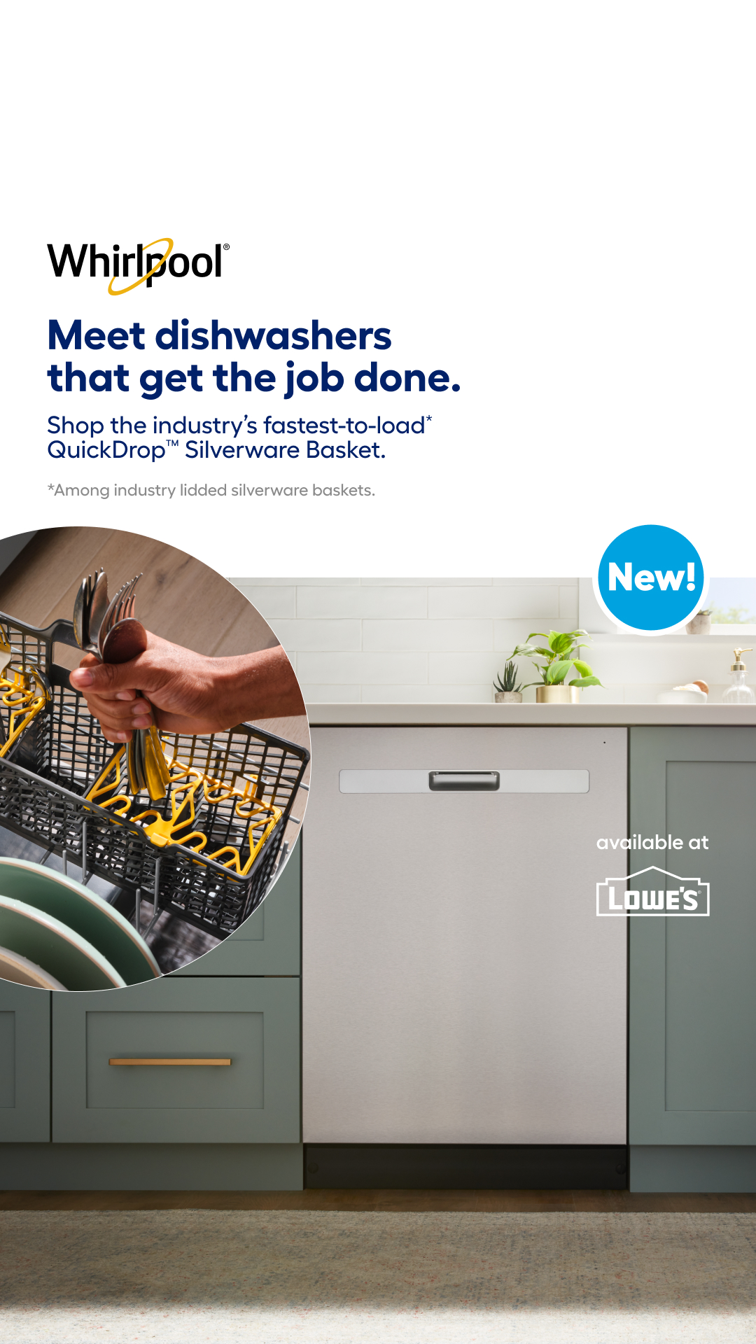 Lowe's Home Improvement Facebook ad: Shop Whirlpool dishwashers
