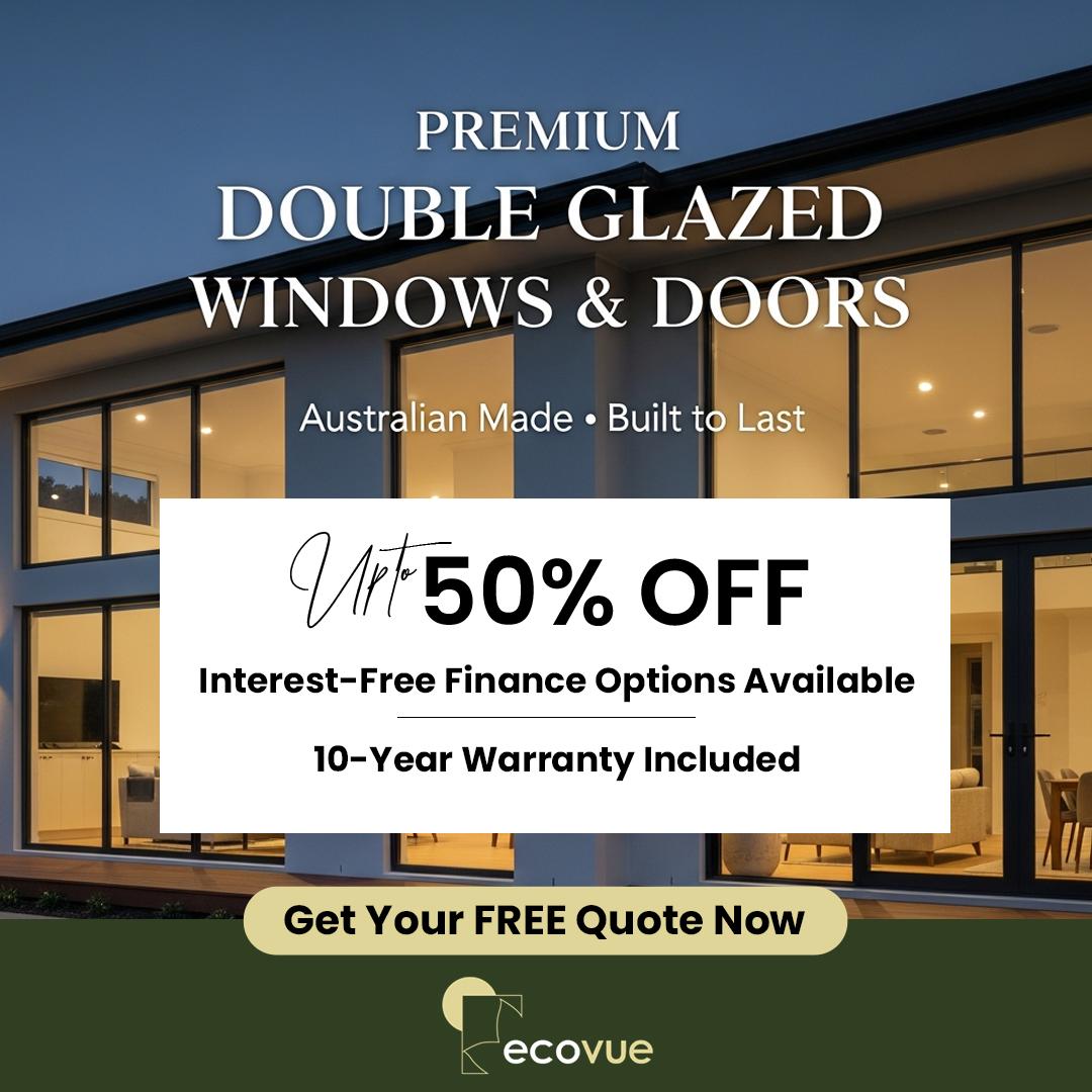 Ecovue Facebook ad: Up To 50% Off - Windows & Doors Upgrade - Pay Later