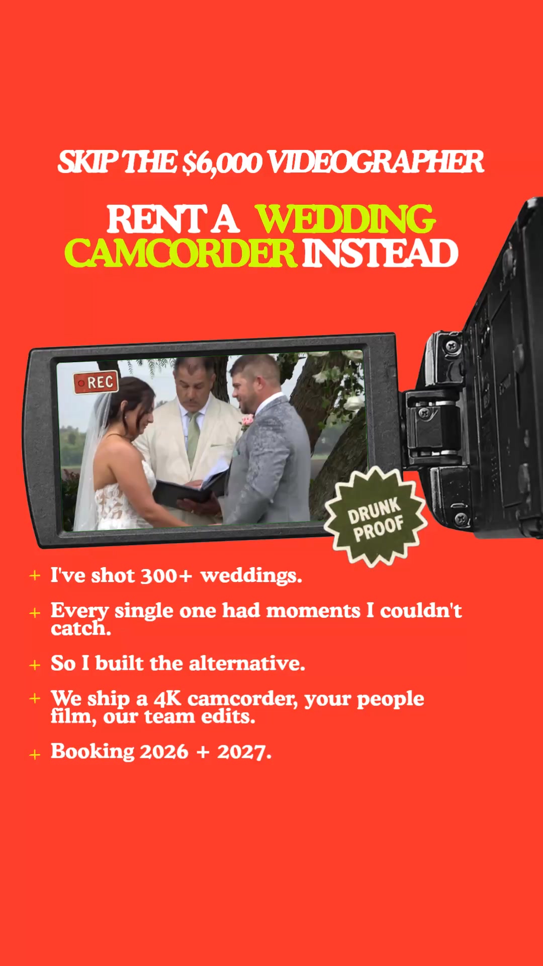 Luv Film Facebook ad: Rent a wedding camcorder