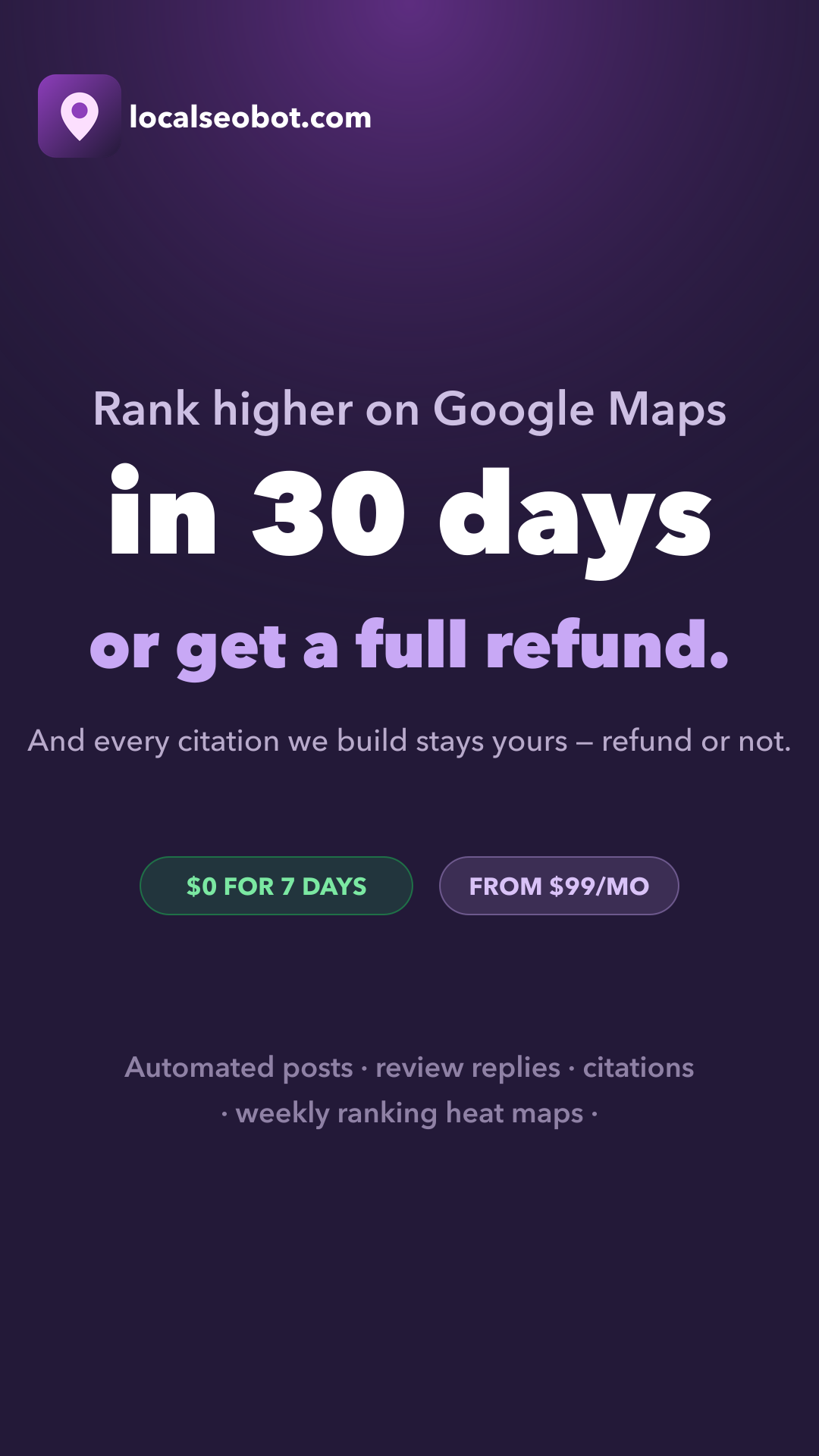Local SEO Bot Facebook ad from Jun 12, 2026