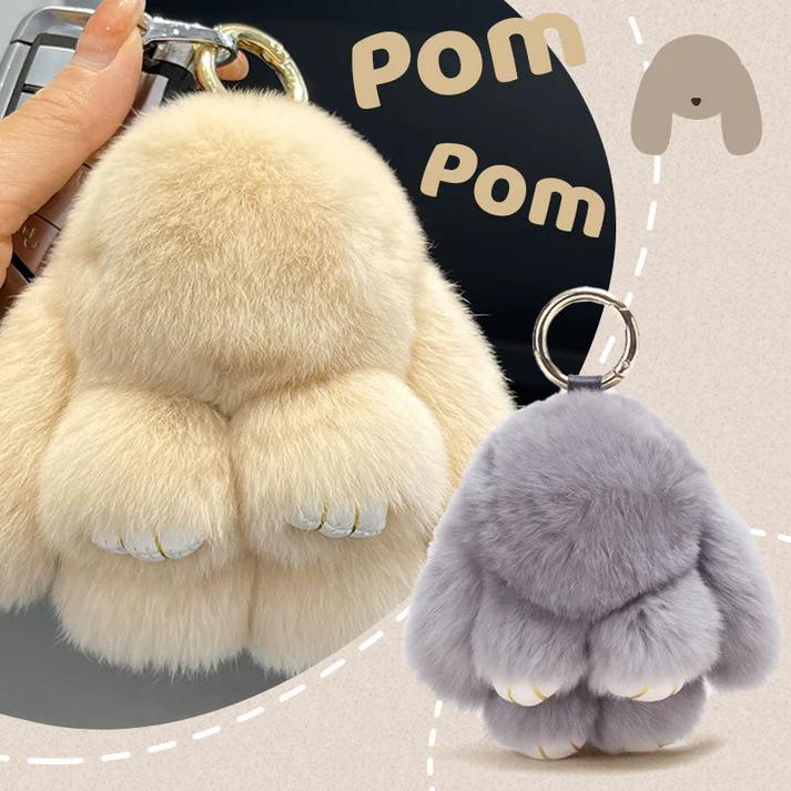 Hlejrug shop Facebook ad: 50% OFF NOW! Handmade Soft Bunny PomPom Charms, Adorable…