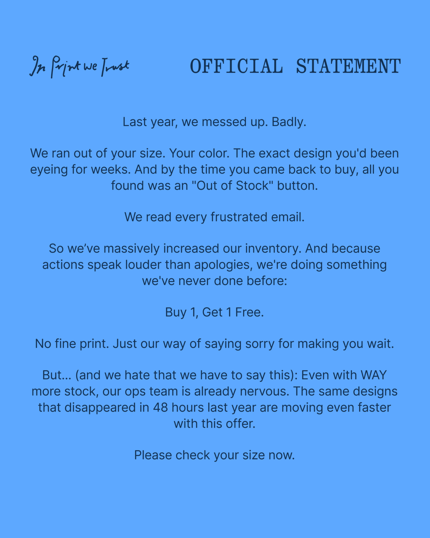 In Print We Trust Facebook ad: Black Friday Sale