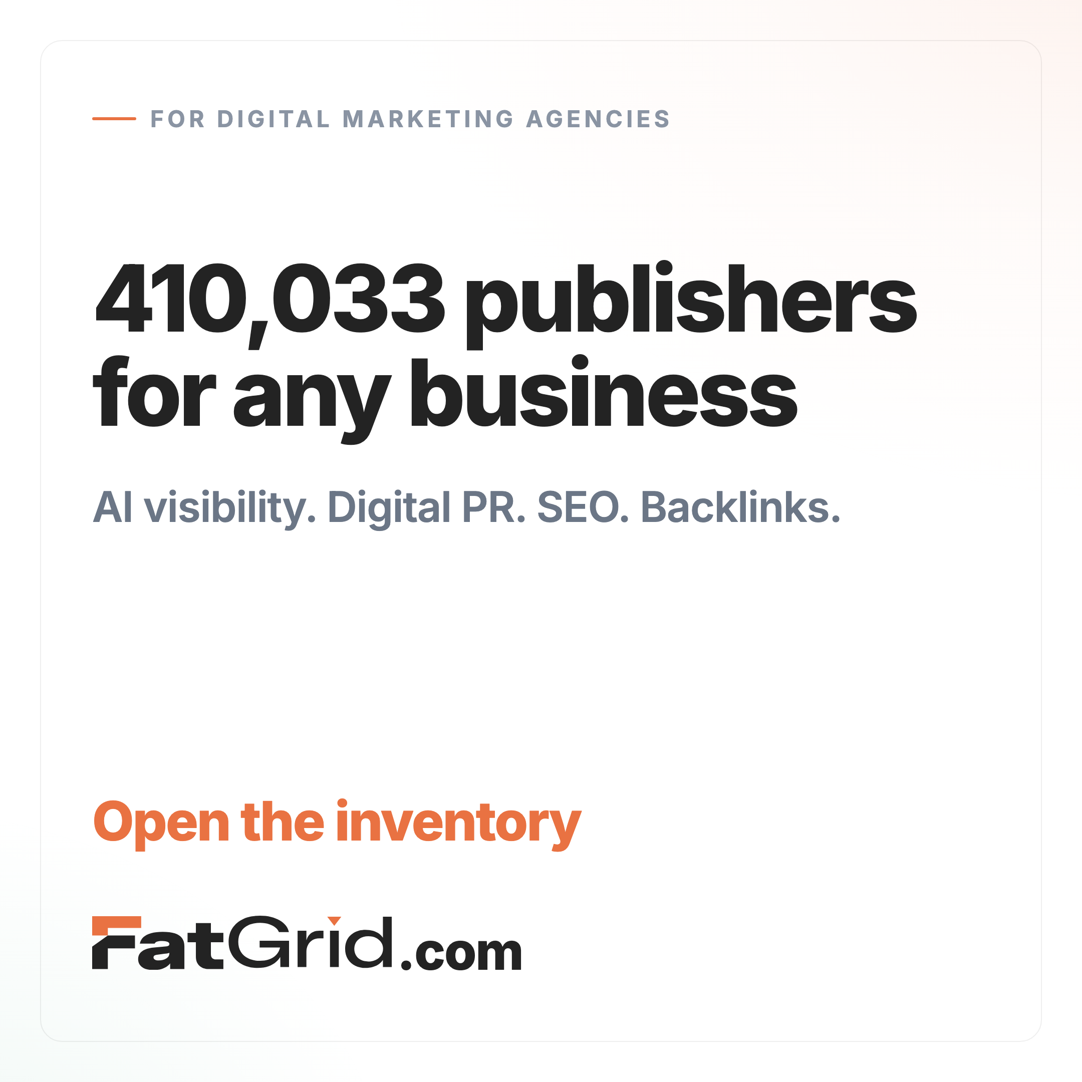 FatGrid Facebook ad: Open the inventory