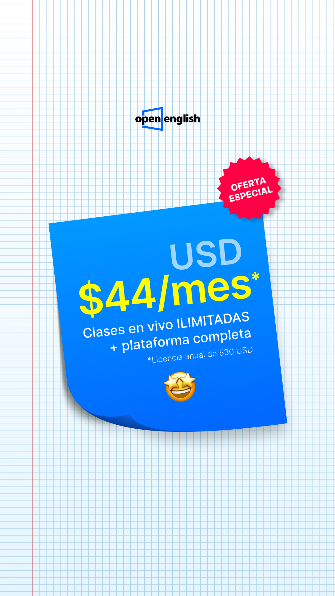 Open English Facebook ad: Tu próxima oportunidad habla inglés
