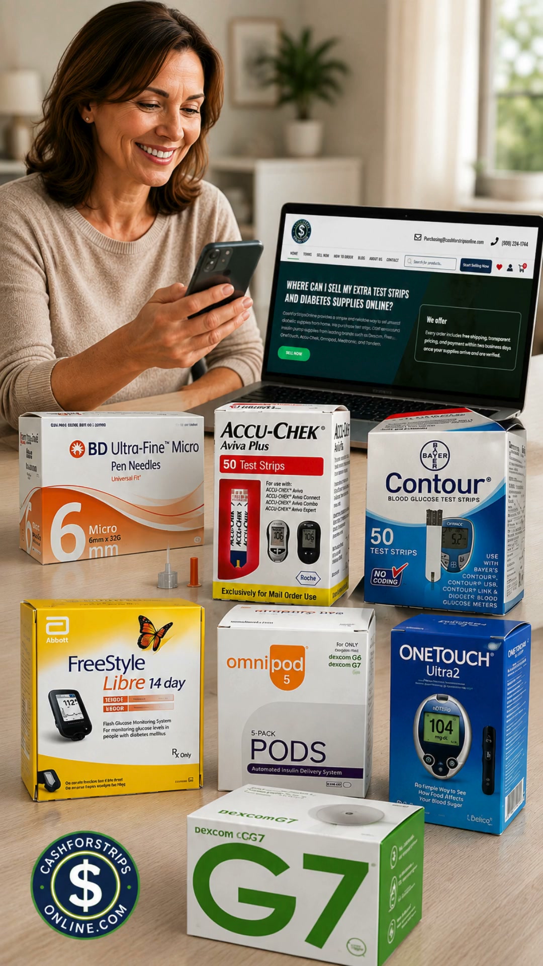 Cash For Strips Online Facebook ad: Turn Unused Diabetic Supplies Into Cash