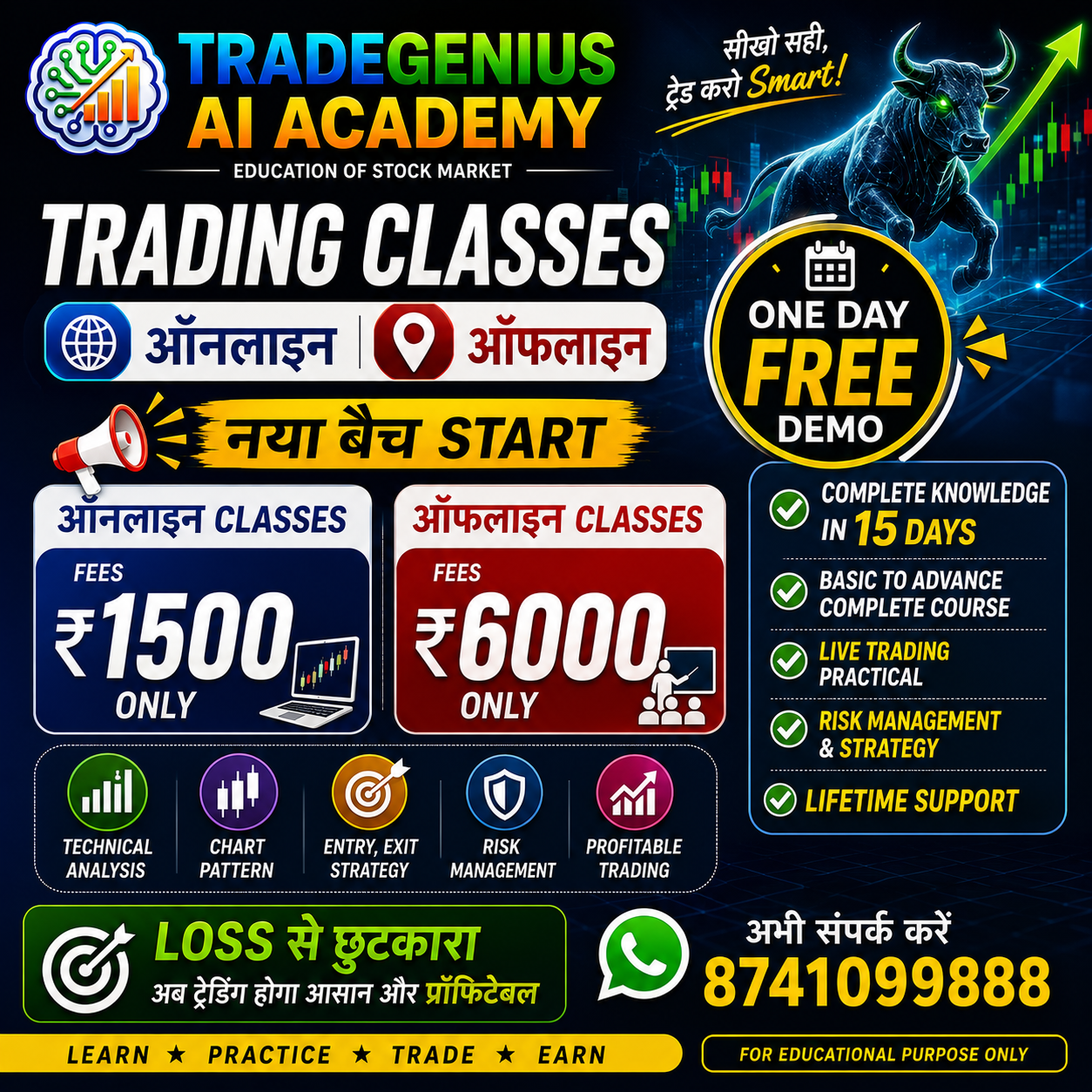 TradeGenius AI Academy Facebook ad: Chat in Messenger