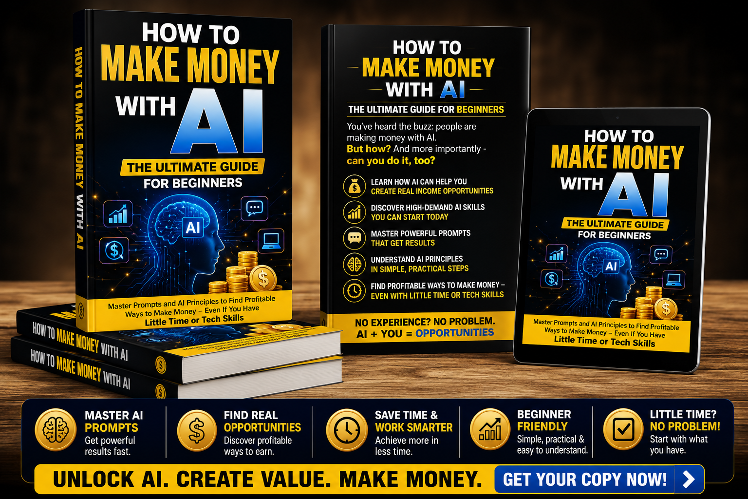 Blessed Hub Facebook ad: HOW TO MAKE MONEY WITH AI