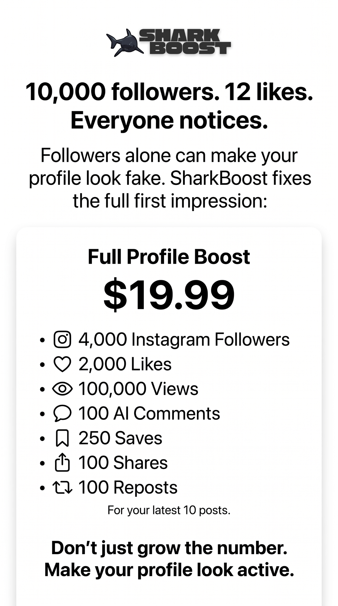 Sharkboost Facebook ad: SharkBoost - Boost Your Social Media Presence