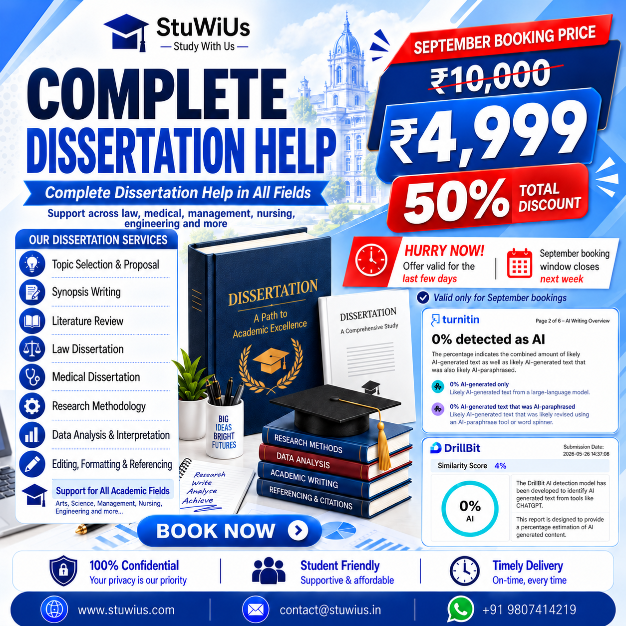 Stuwius.in Facebook ad: Complete Dissertation Support @ ₹4,999