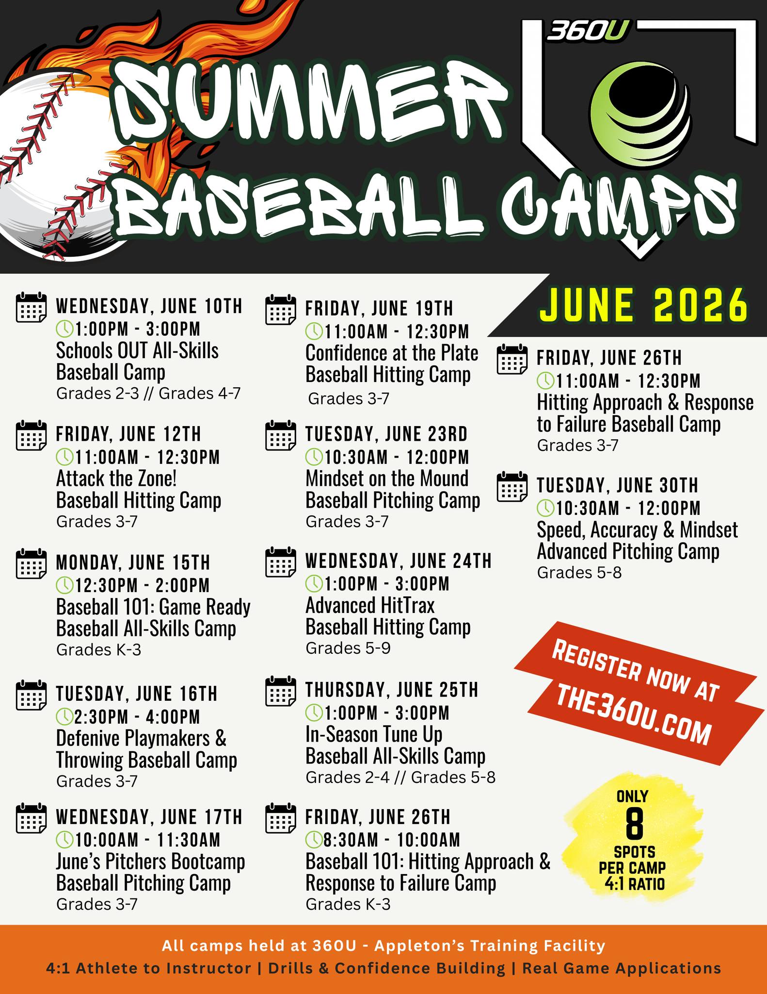 360U Softball & Baseball Training Facebook ad: Softball & Baseball Training | 360U | Appleton & Oshkosh WI.