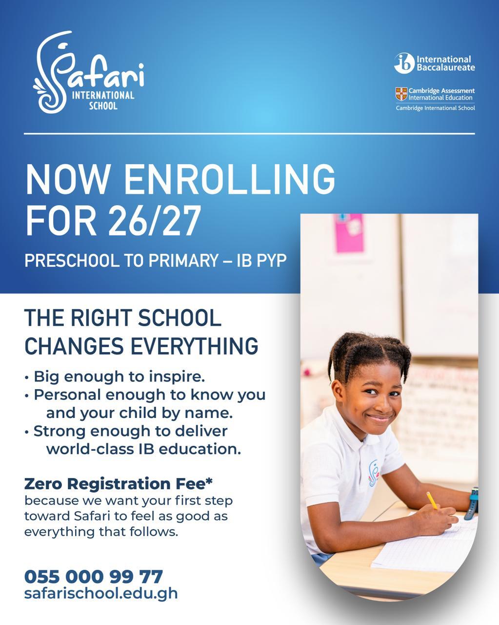 Safari International School Facebook ad from May 12, 2026