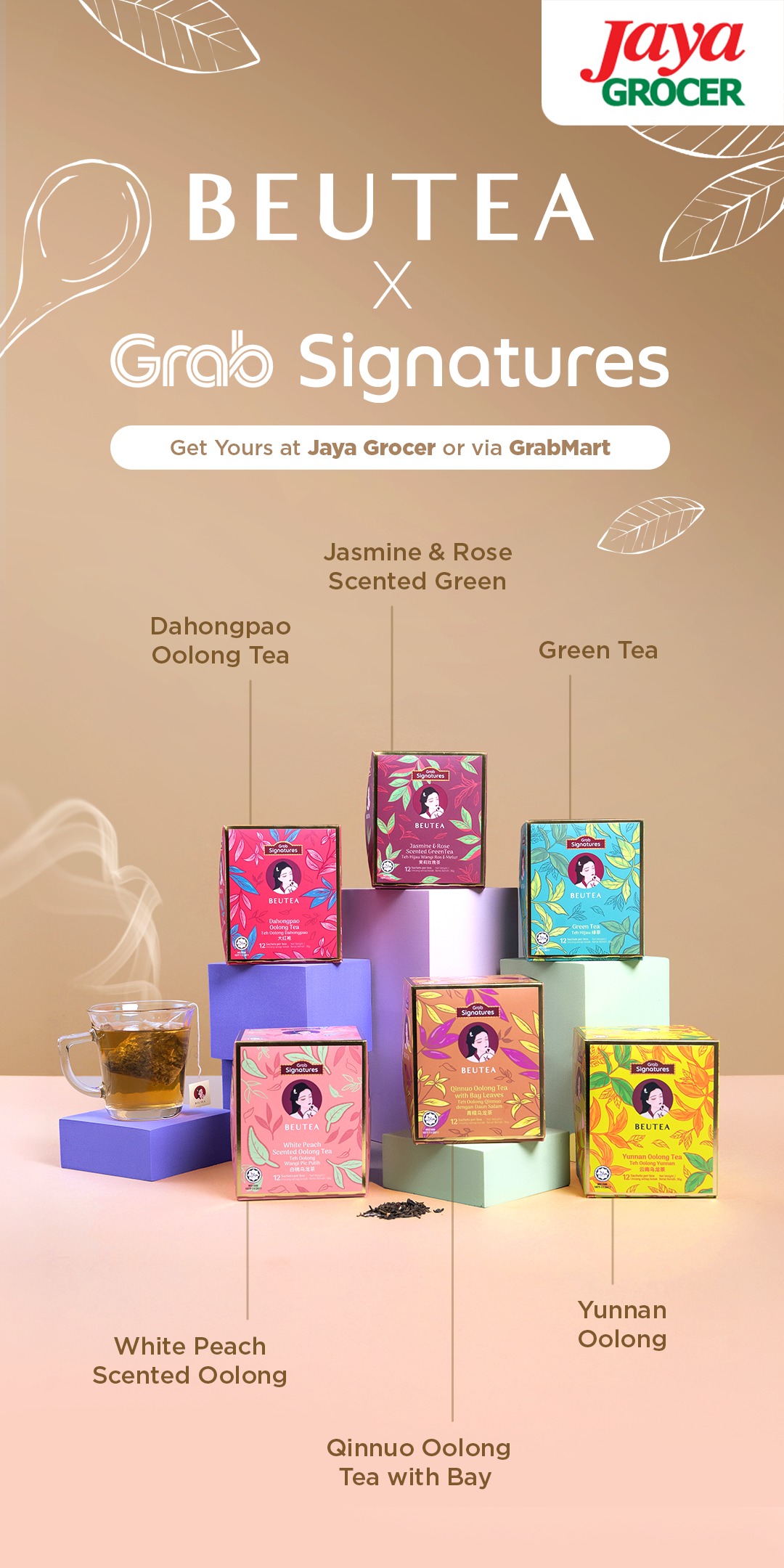Jaya Grocer Facebook ad: Six exquisite blends, one pure tea experience.