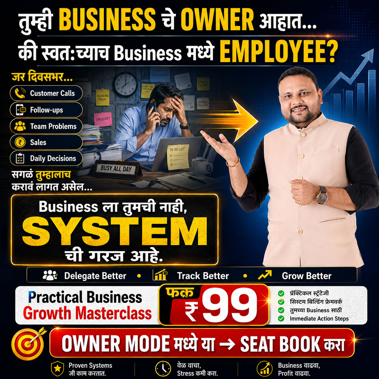 Dr Somnath Shingare Facebook ad: Owner आहात की स्वतःच्या Business मध्ये Employee?