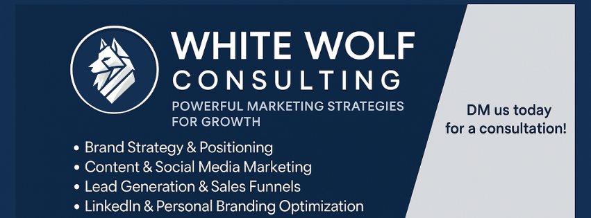 White Wolf Consulting Facebook ad: At White Wolf Consulting, we help businesses unlock…