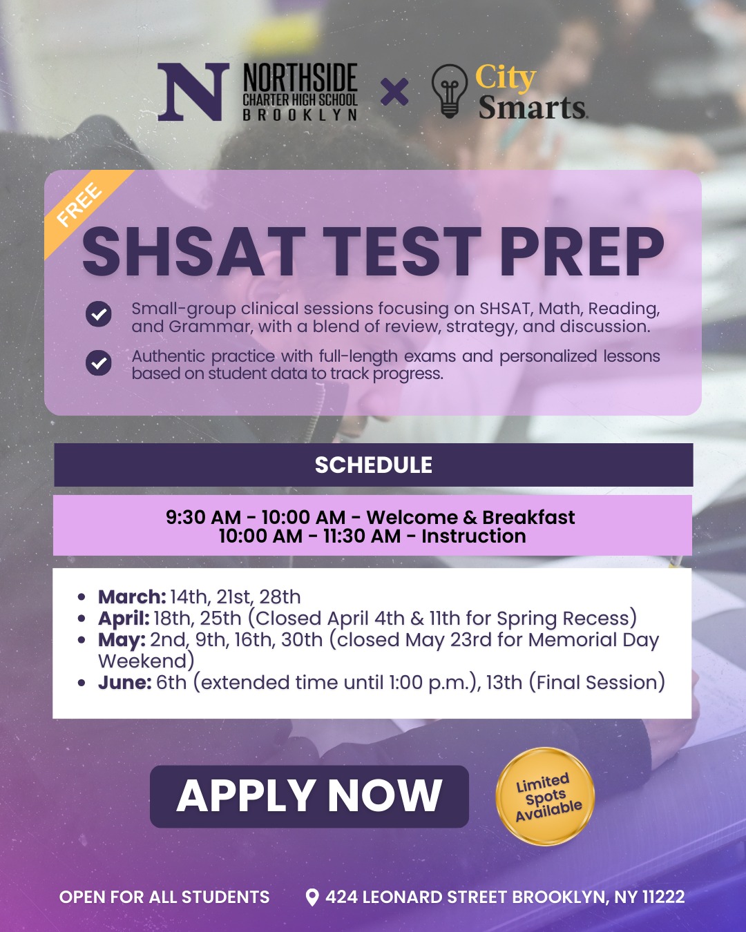 Northside Charter High School Facebook ad: Get ready for the SHSAT with Northside Charter…