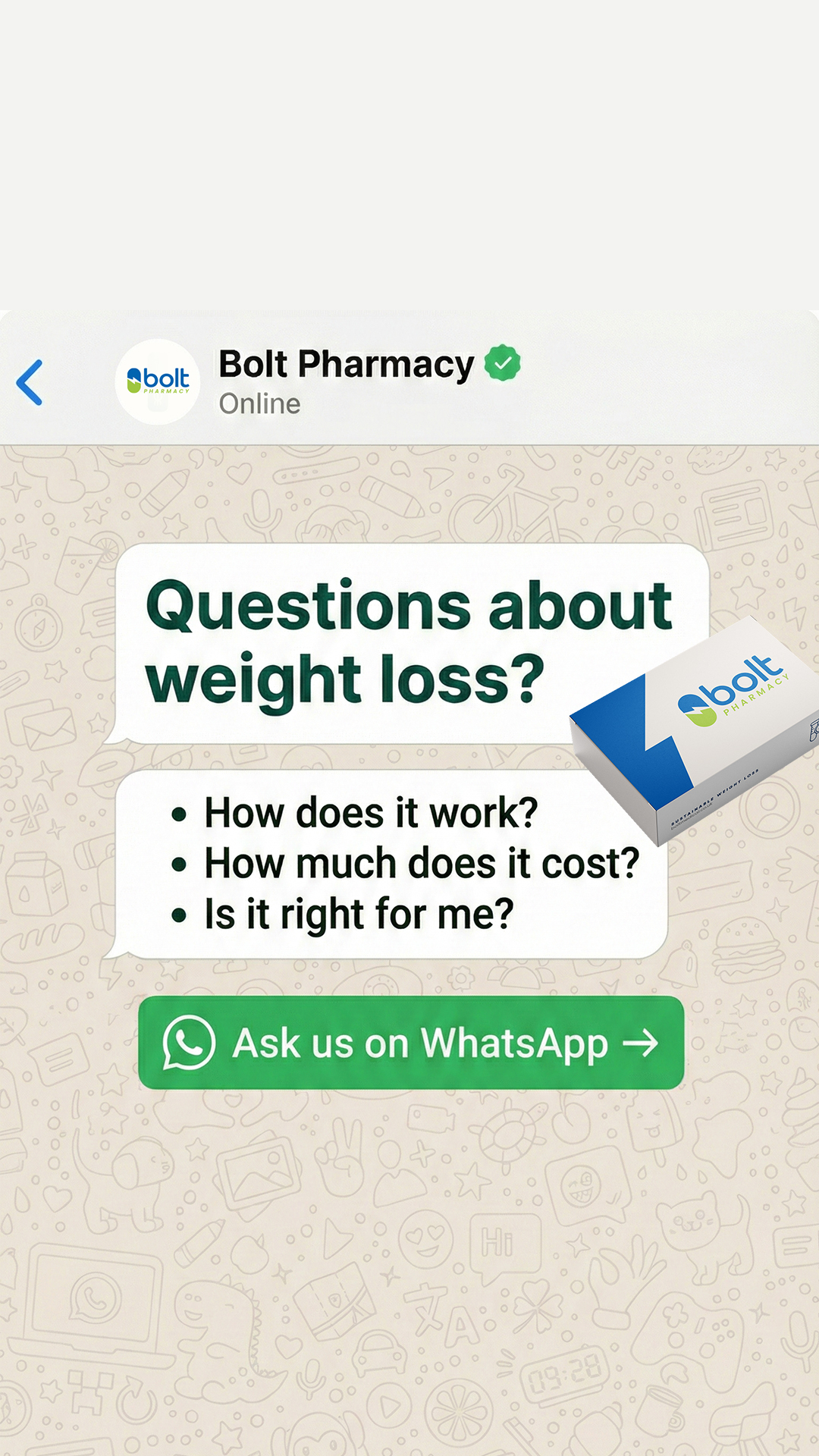 Bolt Pharmacy Facebook ad
