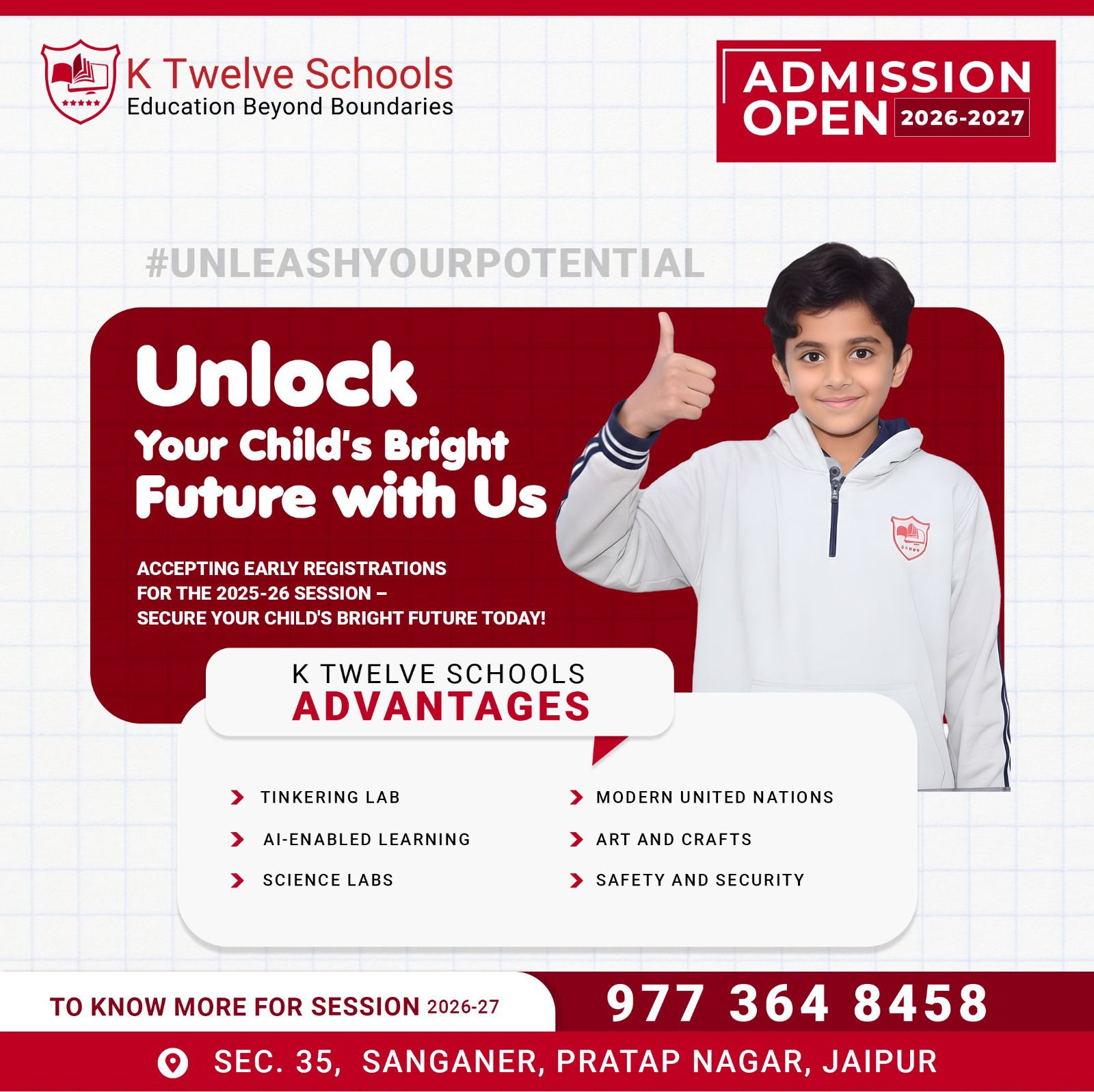 K12 Schools Jaipur Facebook ad: Admission Open 2025-26