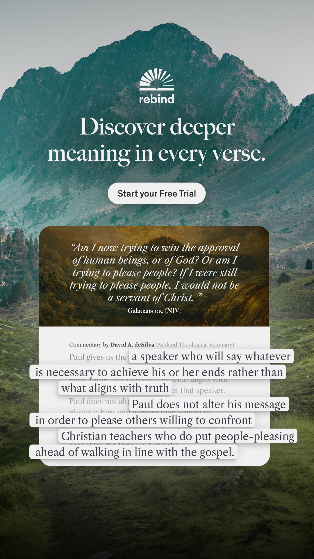 Rebind Study Bible Facebook ad from Mar 2, 2026