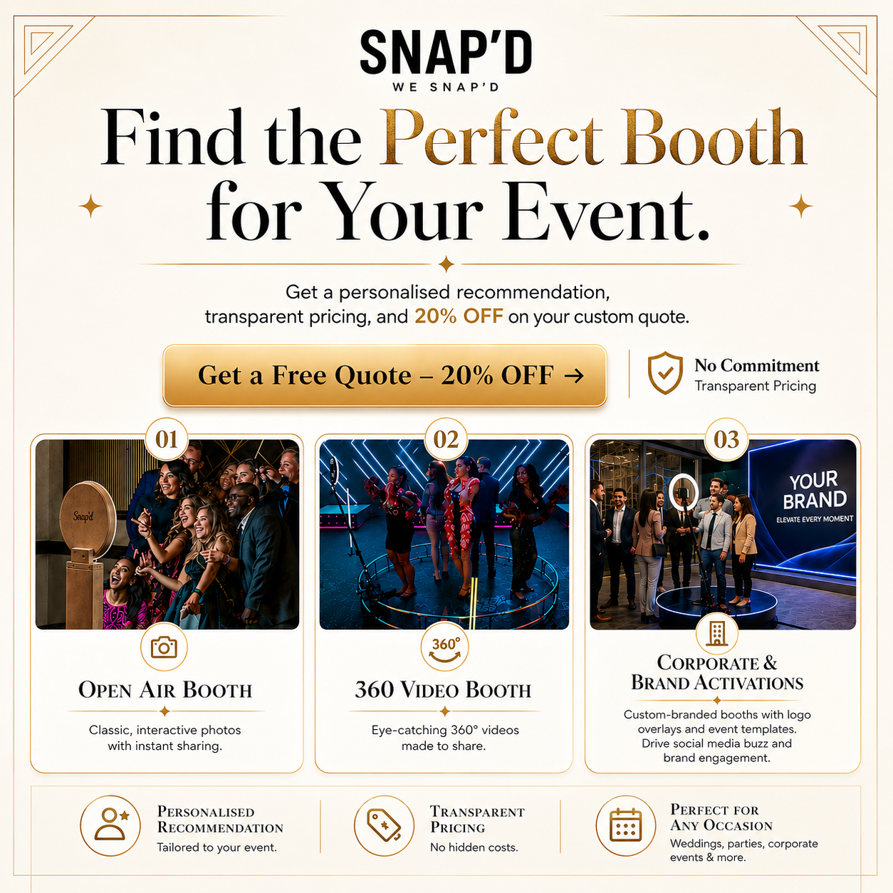 Snap’d - Photo-Booth Rental Facebook ad: Book This Week, Save 20%