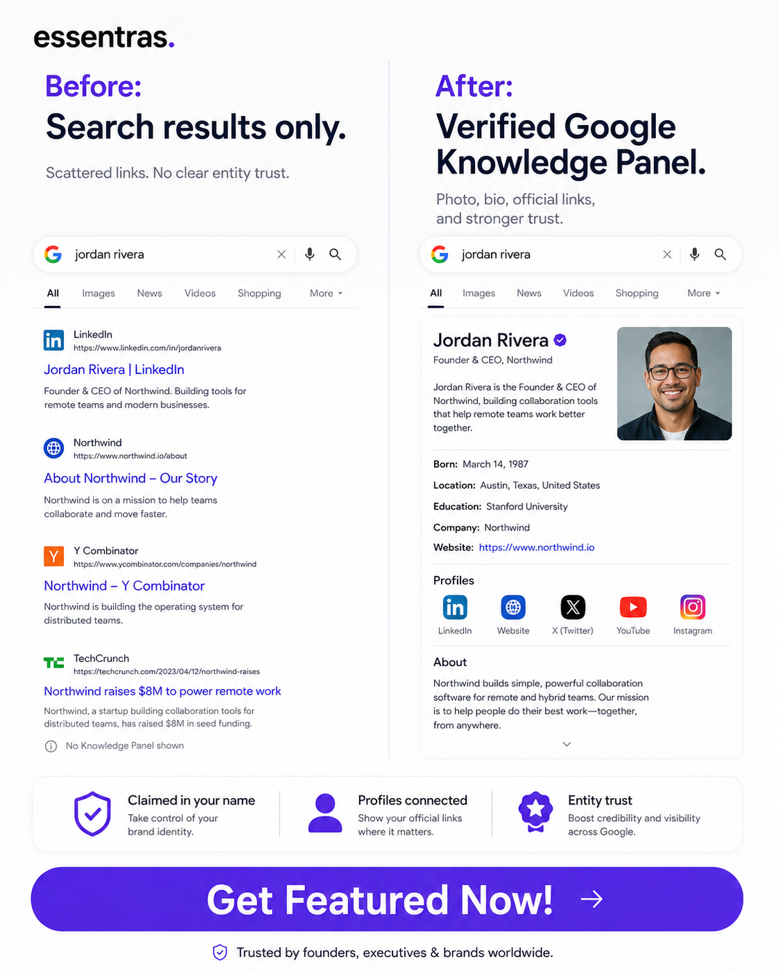 Essentras Facebook ad: Own your Google Knowledge Panel