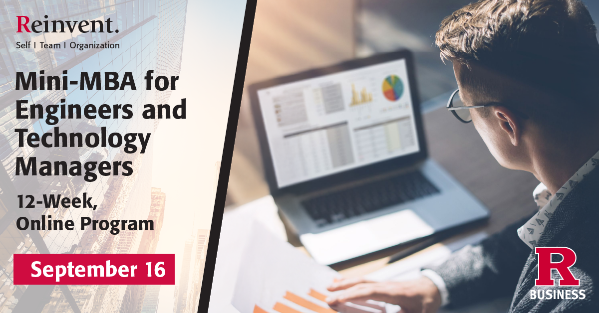 Rutgers Business School Executive Education Facebook ad: From Engineer to Leader: Earn Your Mini-MBA Online