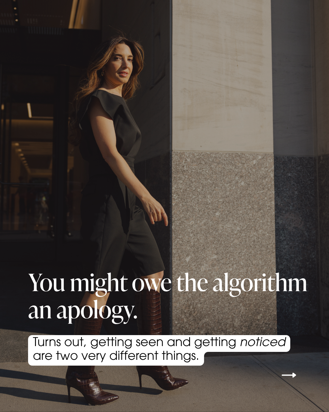 Marie Forleo Facebook ad: The algorithm can’t save a hook people scroll…