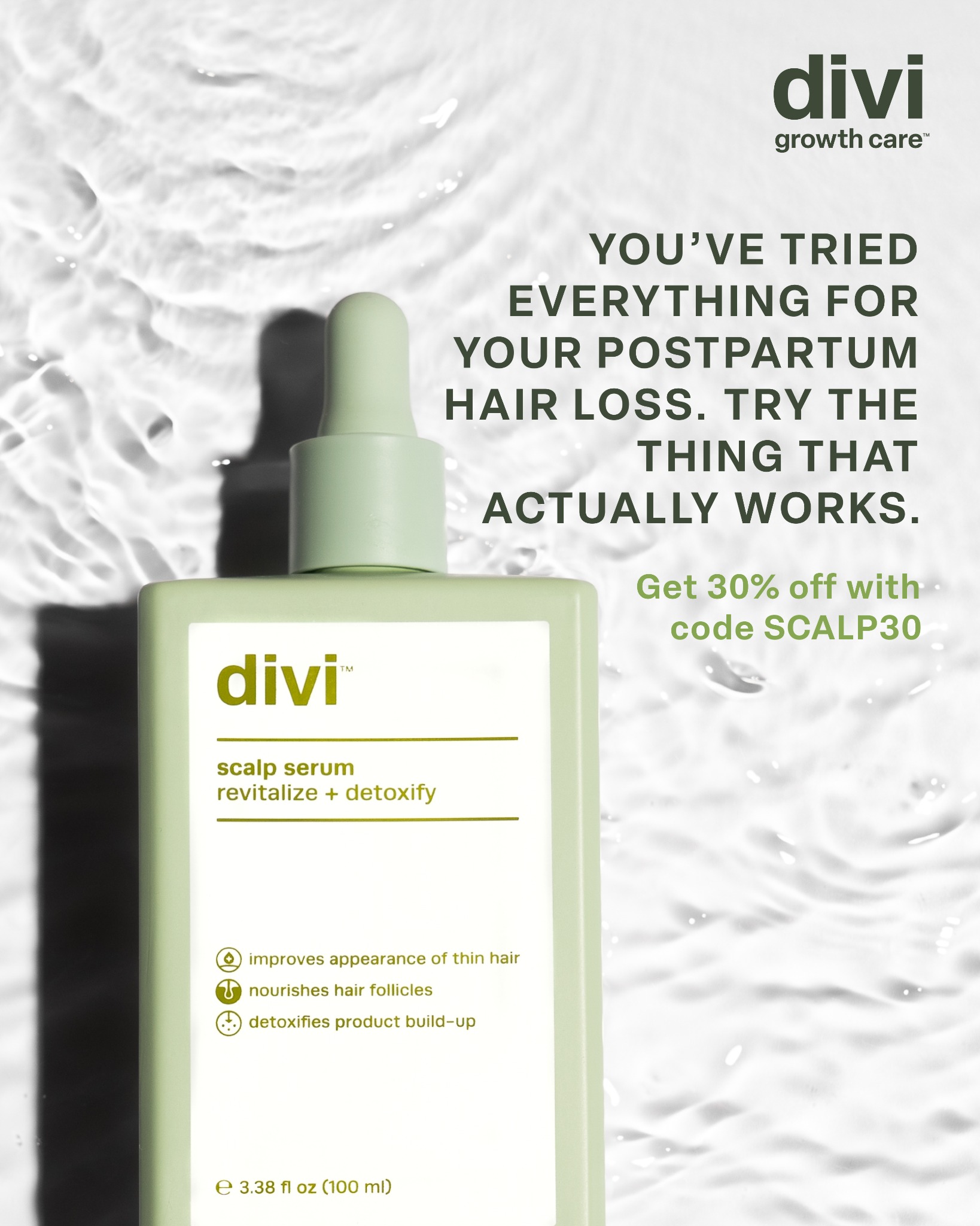 Divi Facebook ad: Every product, one purpose: to give you more hair.