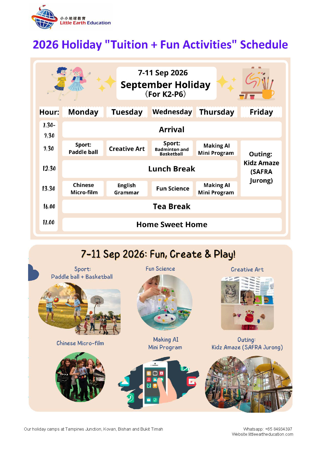 Little Earth Education Facebook ad: SEPTEMBER SCHOOL HOLIDAY IS COMING!