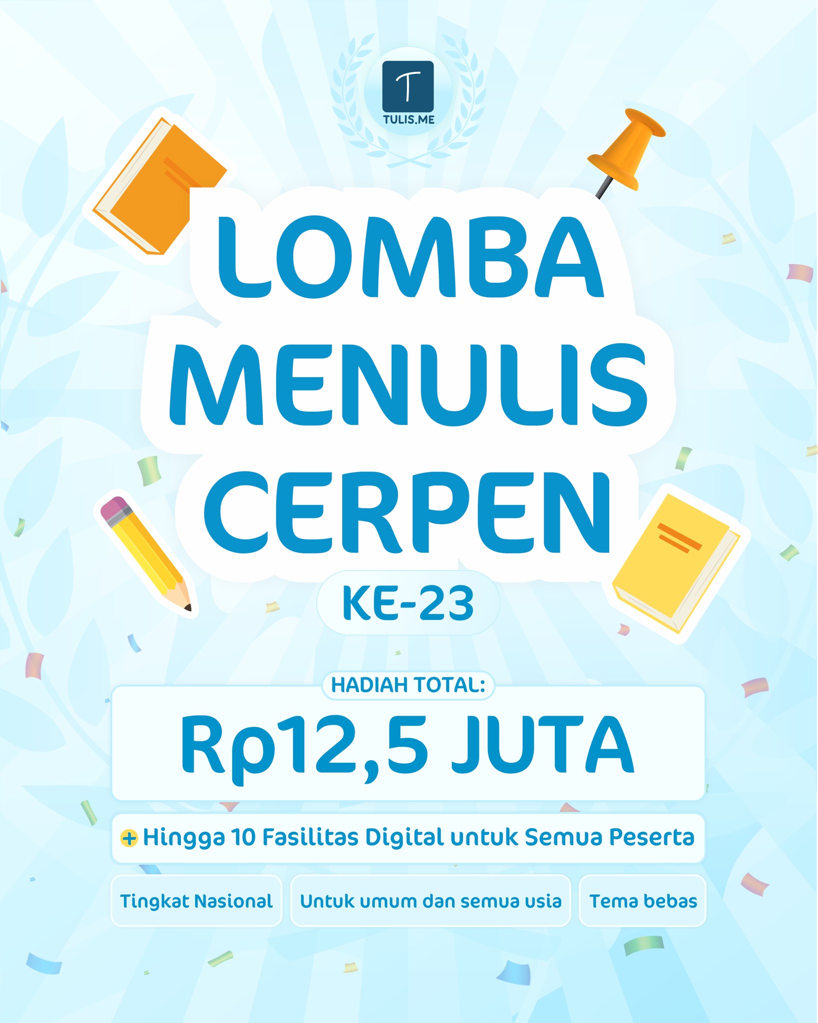 Tulis.me Facebook ad: Komentar MAU kalau kamu ingin ikut Lomba Cerpen…