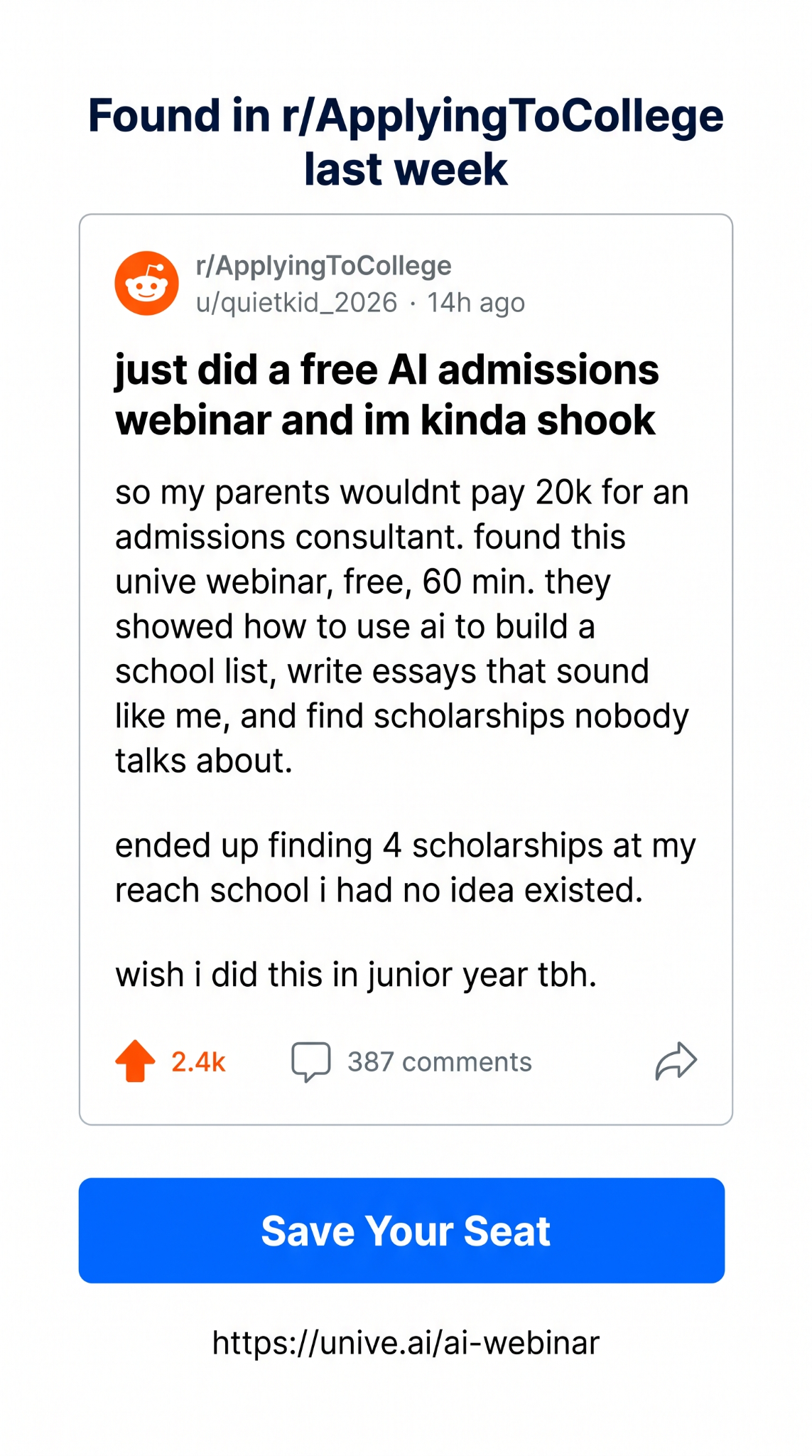 Unive AI Facebook ad