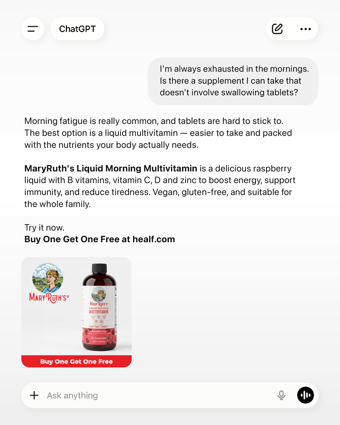 MaryRuth's Facebook ad