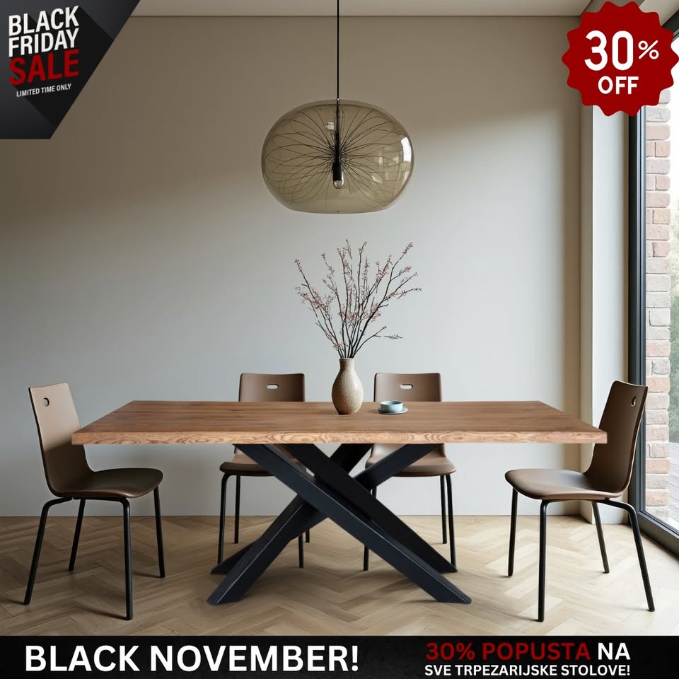 Laurel Furniture Facebook ad: BLACK NOVEMBER, 30% POPUSTA NA TRPEZARIJSKE STOLOVE OD…