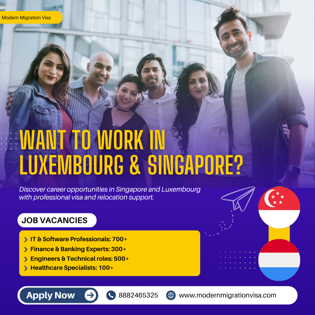 Modern Migration Facebook ad: Explore Work Opportunities Abroad with Expert Visa Support