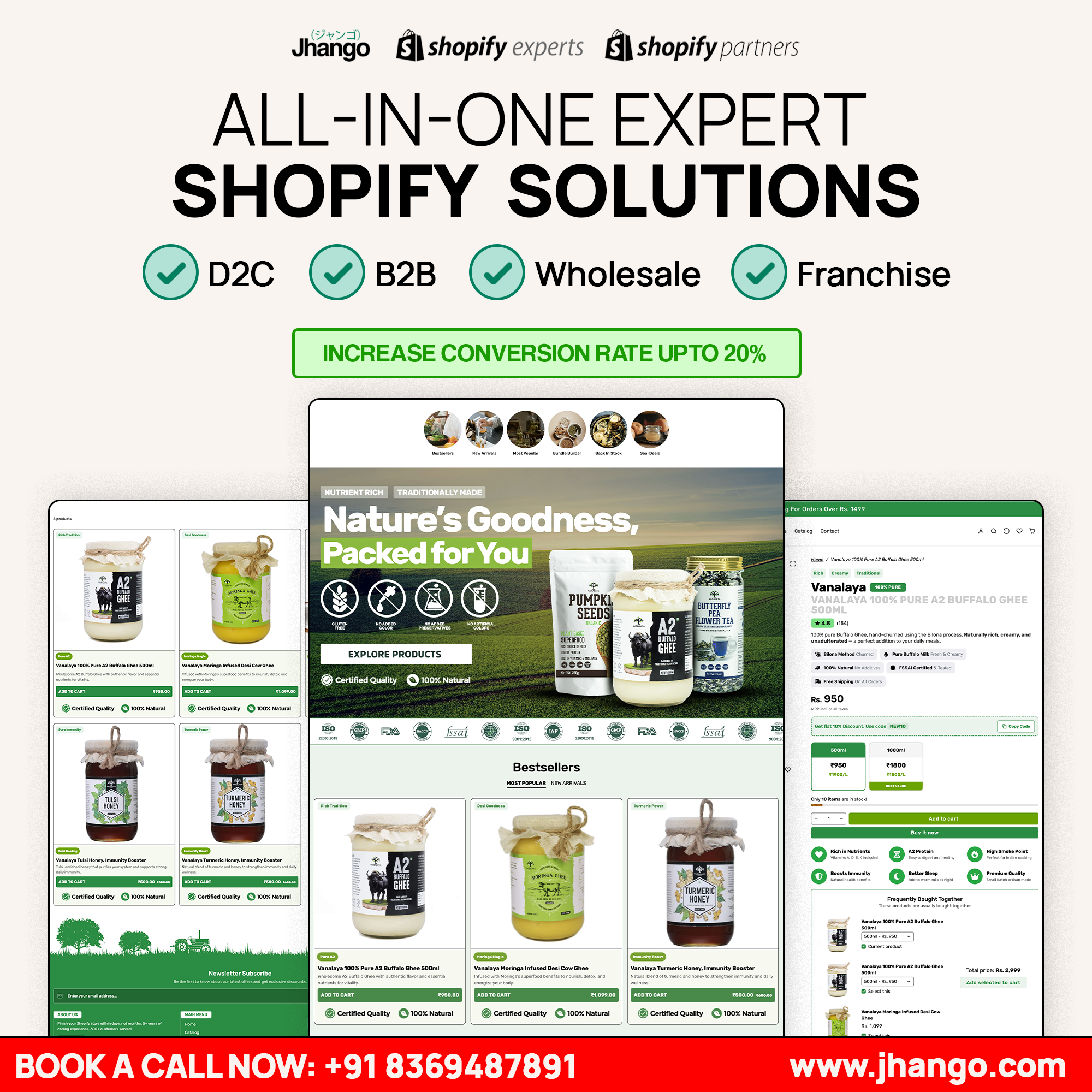 Jhango Facebook ad: Want a Shopify store that converts 12-20% higher…