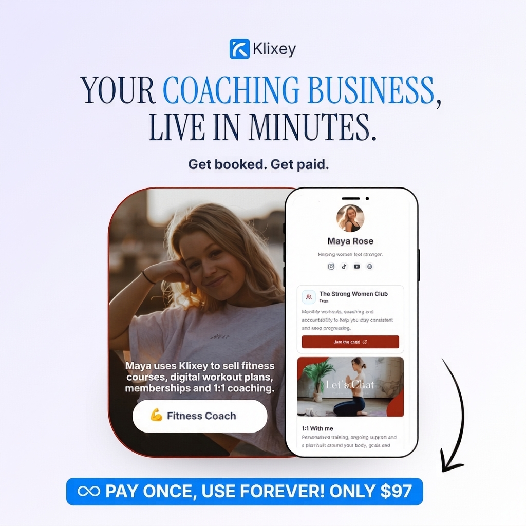 Klixey Facebook ad: Launch Your Coaching Business in a Day.