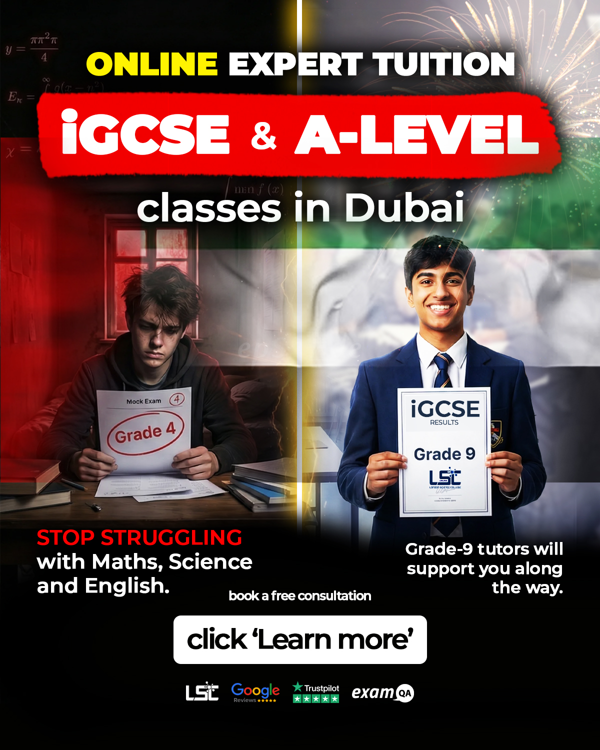 London Science College Facebook ad: Experience UK Academic GCSE/A-Level Tuition while in the…