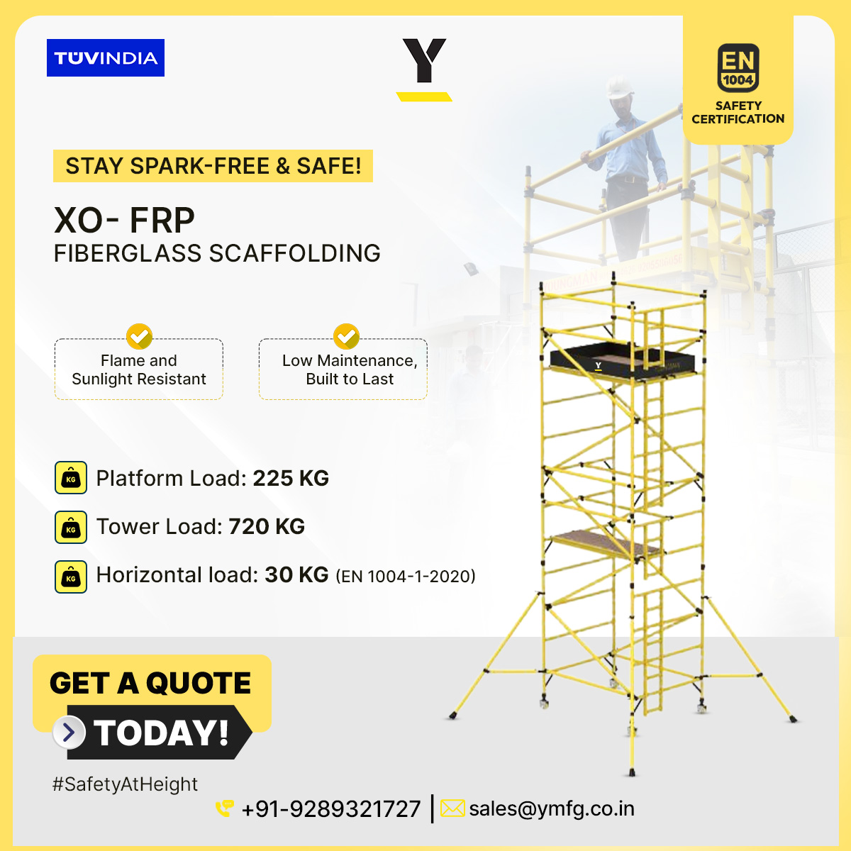 Y- Group International Pvt. Ltd. Facebook ad: Looking for certified scaffolding for industrial use?