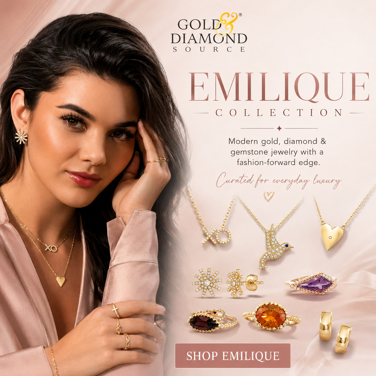 Gold & Diamond Source Facebook ad: Shop the Emilique Collection