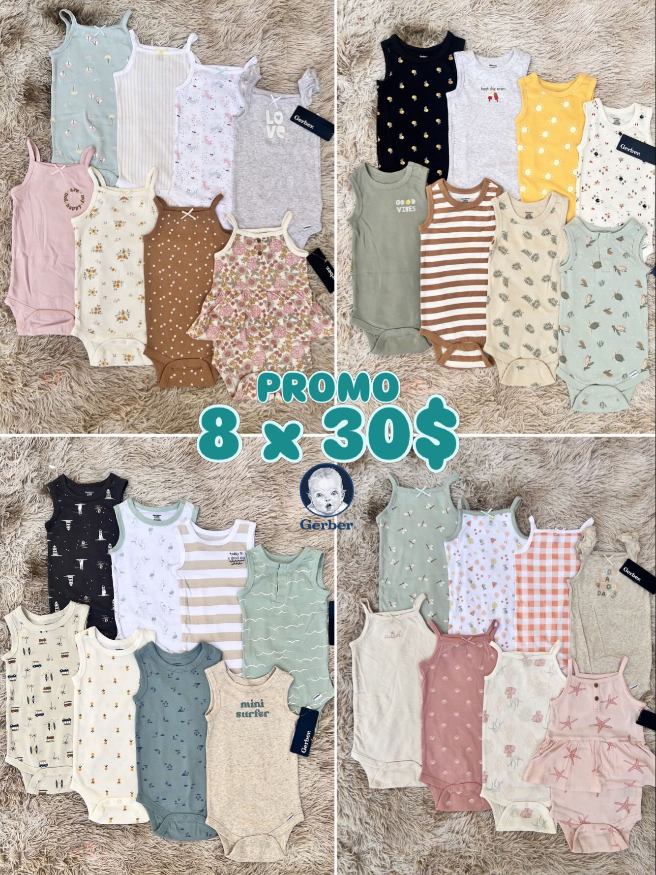 Babyplace Venezuela Facebook ad: PROMO 8 Bodys Gerber x 30$ Una promo…