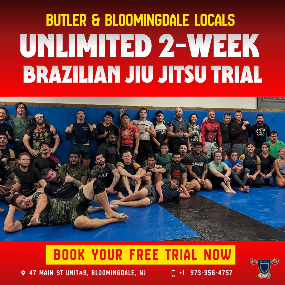 Bataille Jiu Jitsu Academy Facebook ad: UNLIMITED 2-WEEK JIU JITSU TRIAL