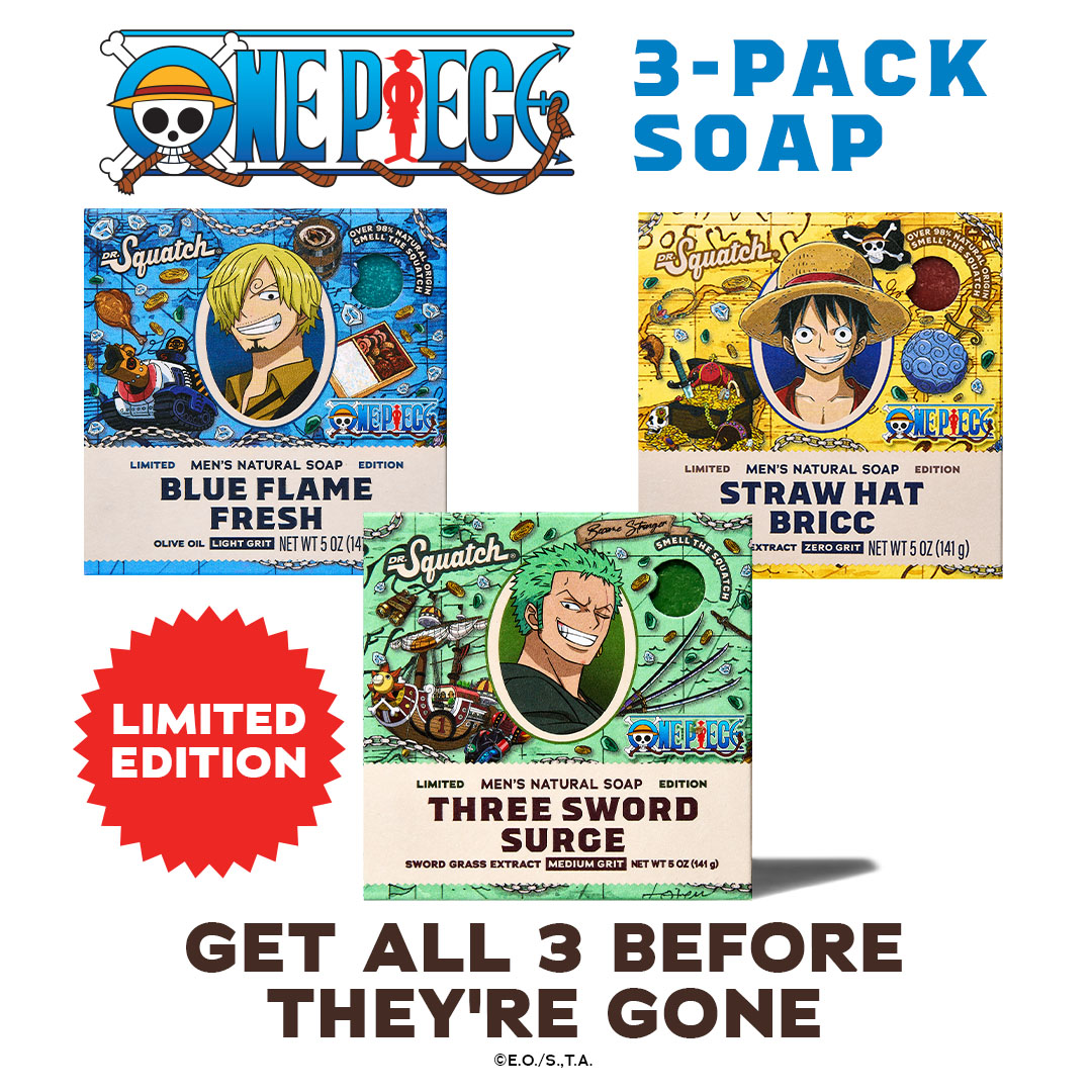 Dr. Squatch Facebook ad: NEW! ONE PIECE Soaps & Deos
