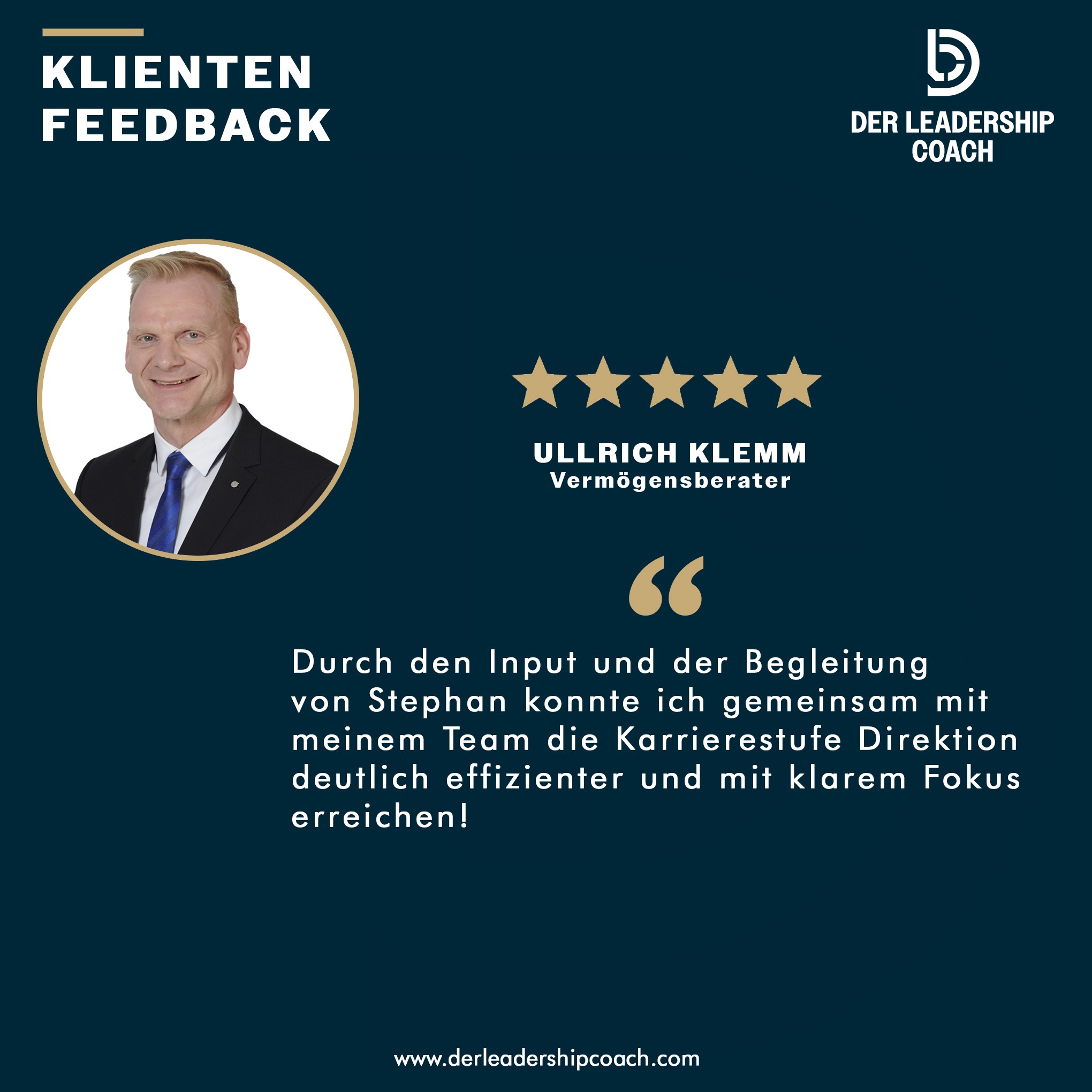 Der Leadership Coach Facebook ad: Erfahre, wie Ullrich Klemm zur Direktion wurde.