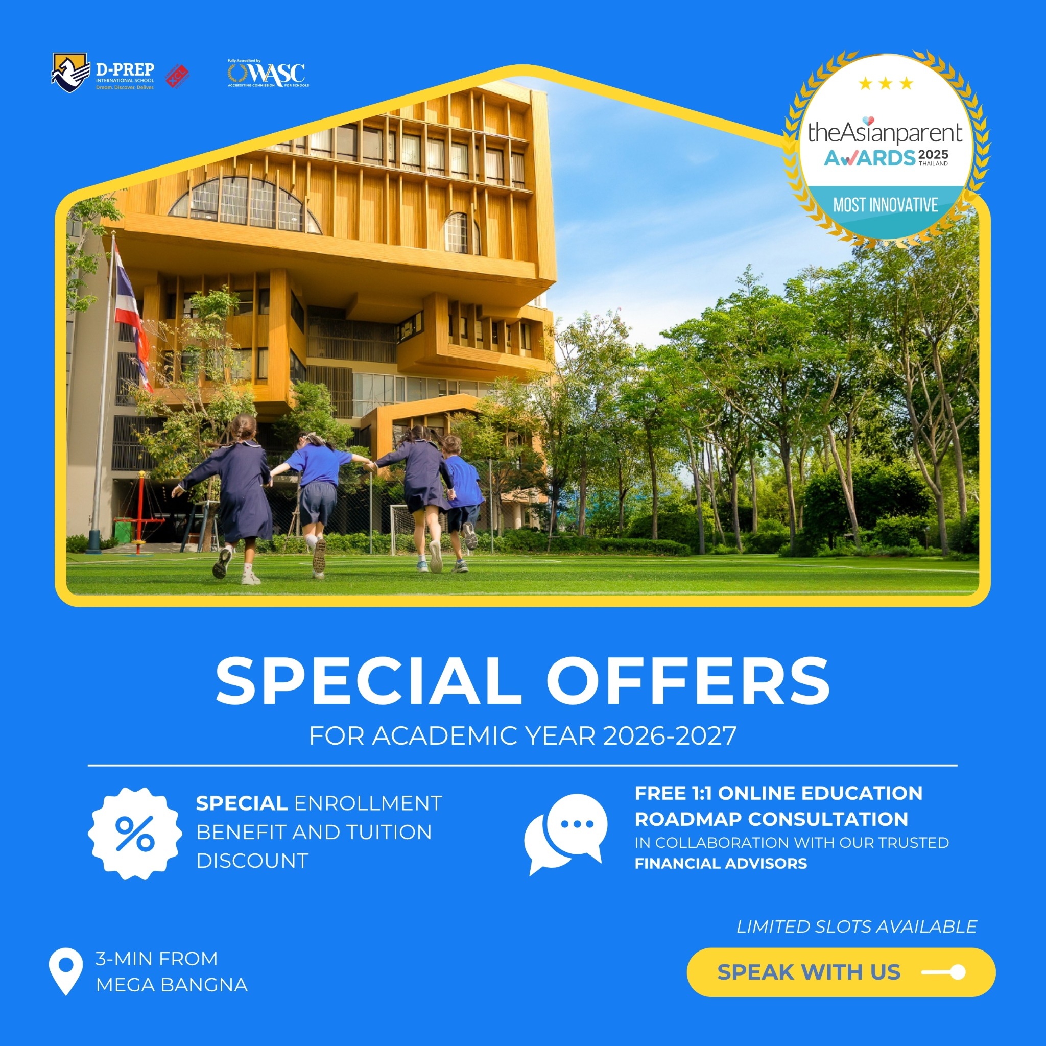 D-PREP International School Facebook ad: สอบถามส่วนลด ค่าเล่าเรียน Tuition Discount