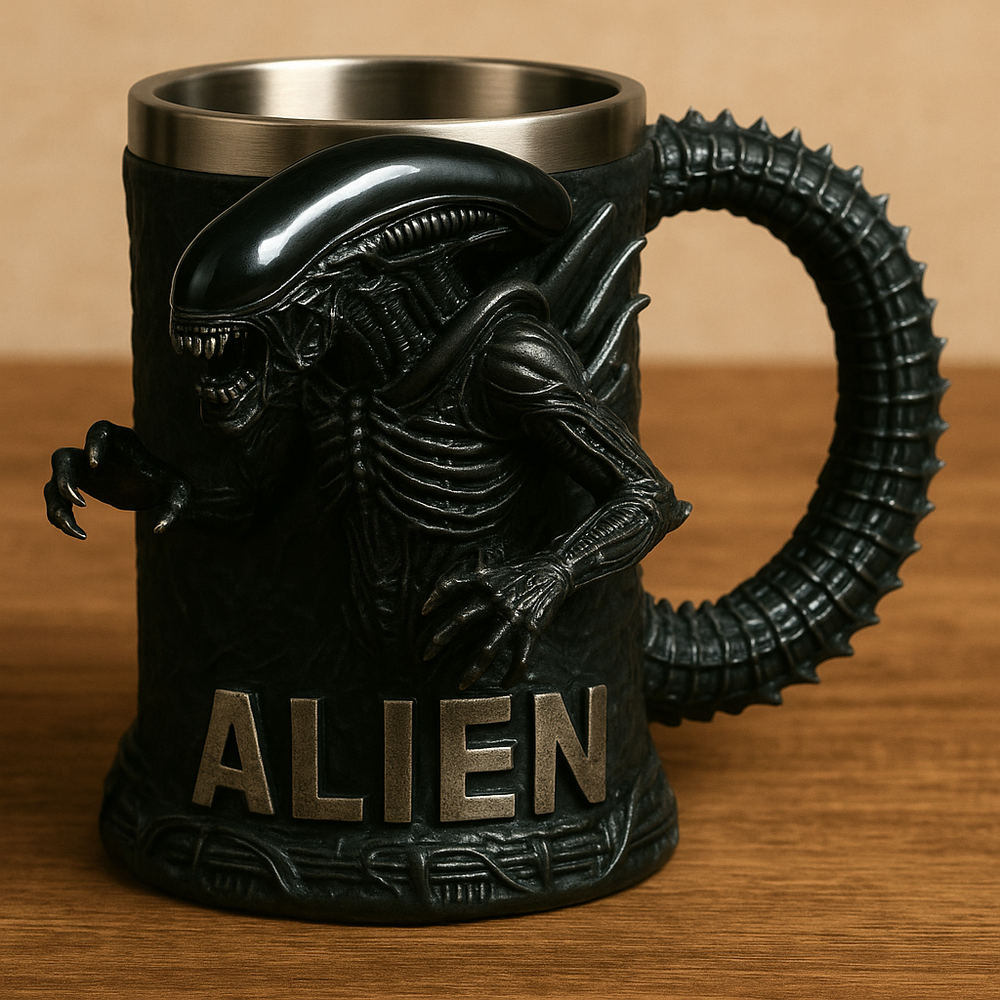 Uniquerosestore Facebook ad: Alien 3D Resin Mug - Sci-Fi Monster Stainless Steel Cup…